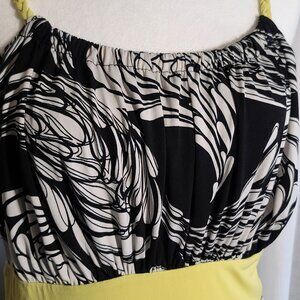 Women's Feminine Cato Maxi Dress Black, White, Yellow, Sz 14/16